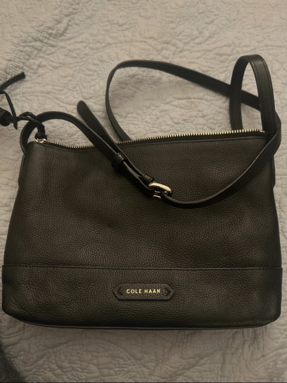 Cole Haan Navy Leather Crossbody with Tassel Accent - Picture 6 of 8